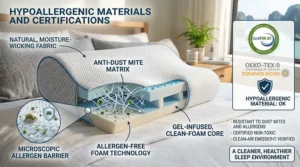 Hypoallergenic materials used in the construction of our cooling memory foam pillow.