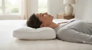 An ergonomic down pillow providing head and neck support, a top choice for the best down pillow for pain relief.