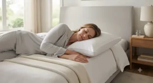 A person resting comfortably on a supportive down pillow, ideal for side sleepers looking for the best down pillow.
