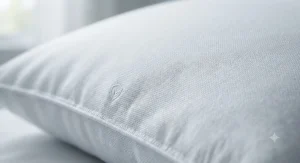 Close-up of a hypoallergenic pillow for allergies featuring dust mite protection.