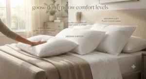 A diagram demonstrating the superior loft and plush comfort of high-quality goose down pillows for better sleep.