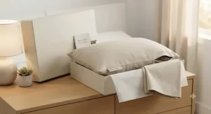 A new luxury best buckwheat pillow displayed alongside its breathable cotton pillowcase.