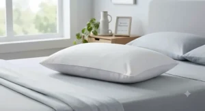 Soft and thin down alternative pillow ideal for stomach sleepers seeking neck comfort.