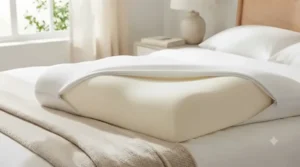 Diagram of a single-piece solid memory foam pillow showing uniform density.