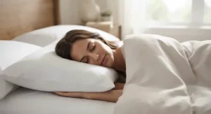 A woman sleeping soundly on a hypoallergenic pillow for allergies.