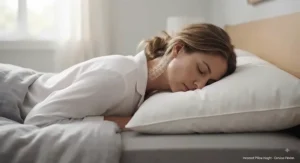 Illustration highlighting potential neck strain for a back sleeper using a pillow that is too thick.