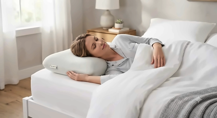 Supportive best bamboo pillow designed to relieve neck pain on a modern white bed