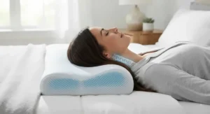 A cooling gel pillow that keeps the neck properly aligned and supported for those who sleep on their back.