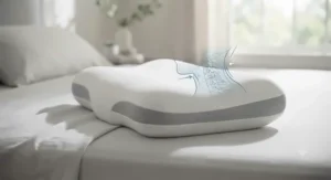 An ergonomic contour gel memory foam pillow designed for proper neck and spine alignment.