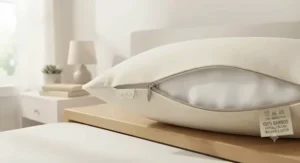 A hypoallergenic bamboo pillow featuring a durable hidden zipper and easy-to-wash removable cover.