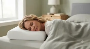 High-quality memory foam pillow providing gentle neck support for people who sleep on their stomachs.