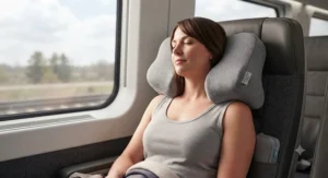 Portable travel pillow for neck pain side sleepers offering compact ergonomic support on the go