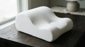 A close-up of the ergonomic contour on an anti-snoring pillow under $50.