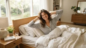 Waking up refreshed after using an anti-snoring pillow under $50 all night.