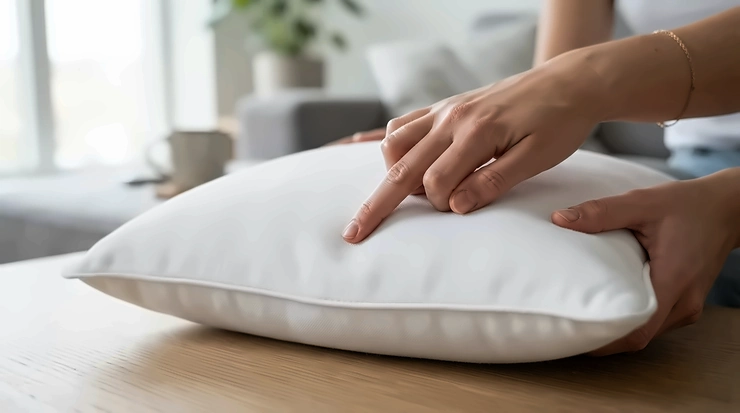 Touching the high-tech surface of a cooling pillow under $50 designed for temperature regulation.