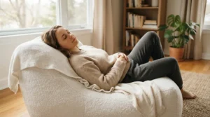 Relaxing deeply with a supportive cooling pillow under $50 after a long day.