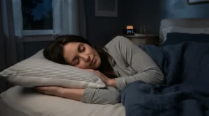 A person resting comfortably at night using their preferred cooling pillowcase and insert combo