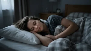 A peaceful sleeper resting comfortably on a hypoallergenic pillow for asthma, breathing easily at night.