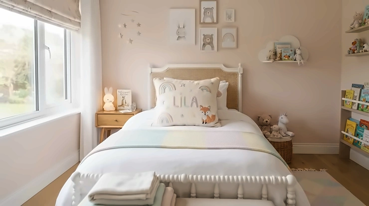 Pediatric sleep support in action with a supportive hypoallergenic pillow for kids on a twin mattress