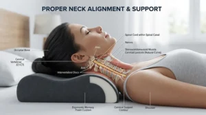 SpINAL alignment demonstrated with a pillow to reduce snoring for side sleepers