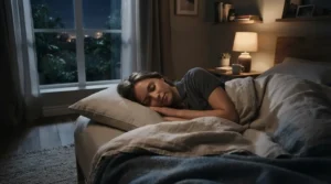 Peaceful nighttime rest using a pillow to reduce snoring for side sleepers