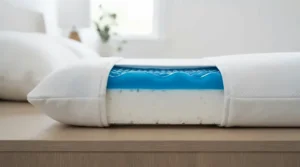 Close-up of a cooling body pillow for hot sleepers featuring advanced gel-infused memory foam.